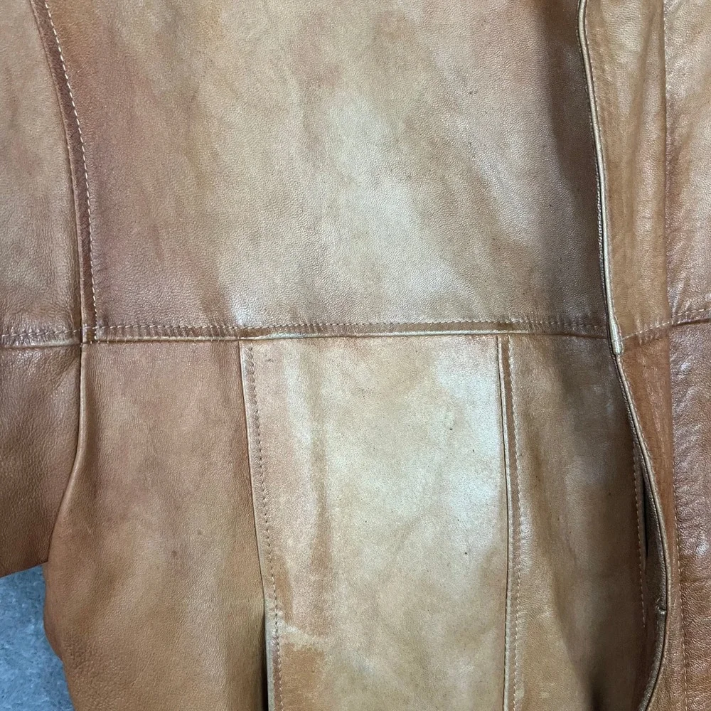Vintage Vera Pelle Leather Bomber Jacket Mens‎ 52 Made In Italy Viscose Wool